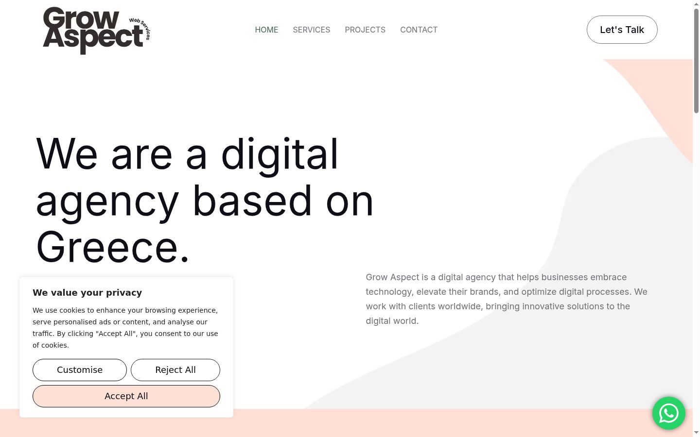Captura de ecrã do banner de consentimento apresentado antes de qualquer interação