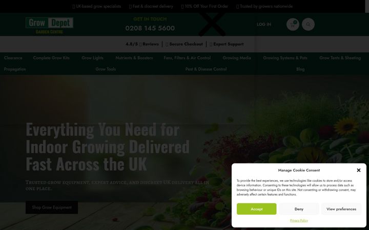 Screenshot of growdepotuk.co.uk