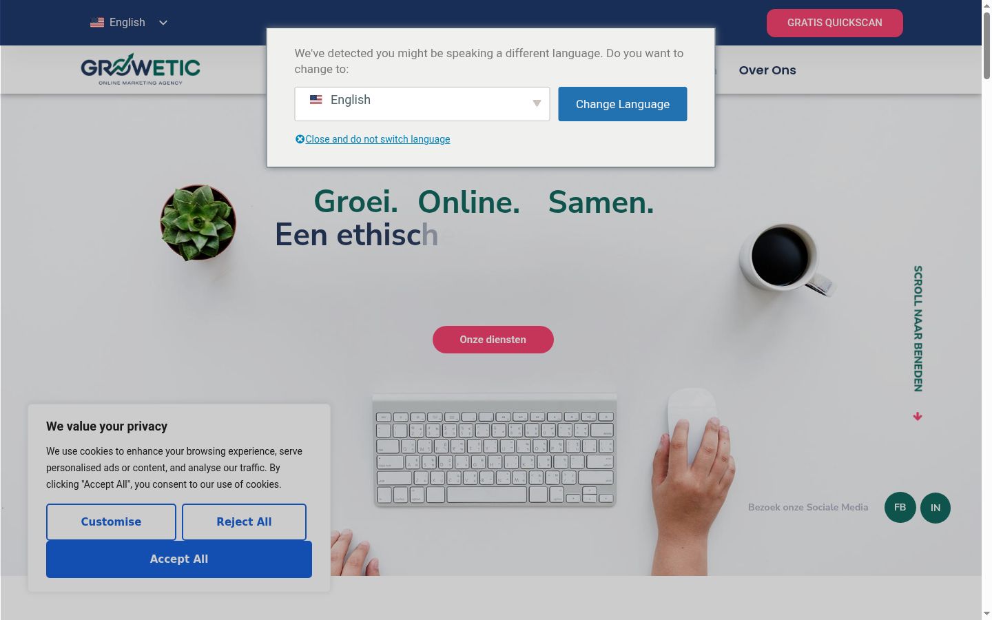 Sutikimo reklamjuostės, rodytos prieš bet kokią sąveiką, ekrano kopija