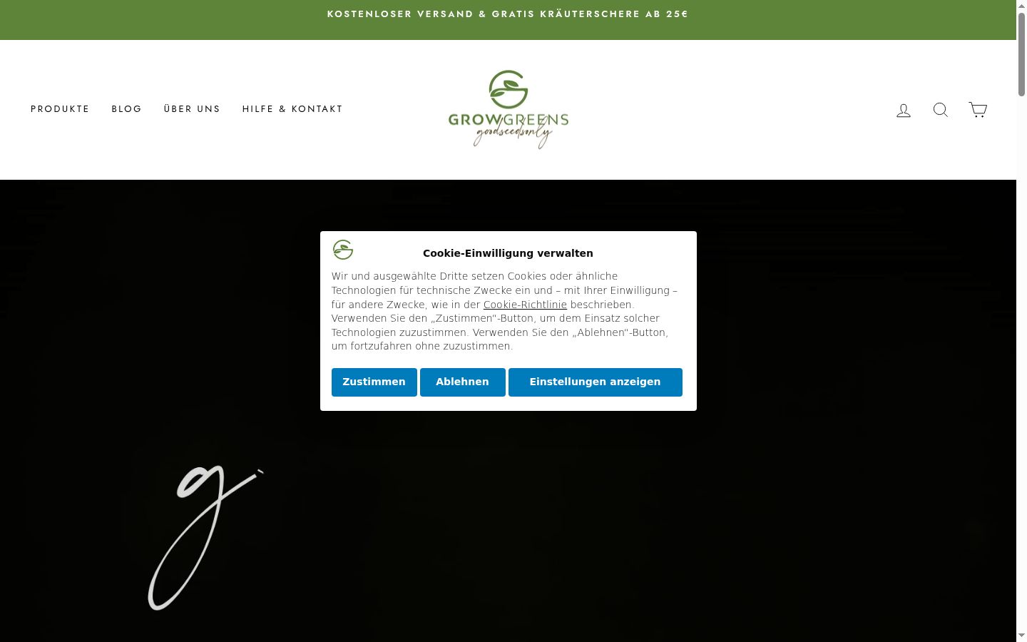 Screenshot van de toestemmingsbanner zoals getoond vóór enige interactie
