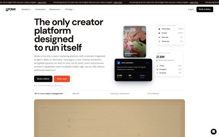 Screenshot of growi.io