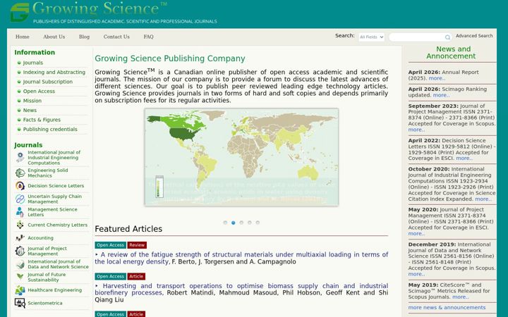 Screenshot of growingscience.com