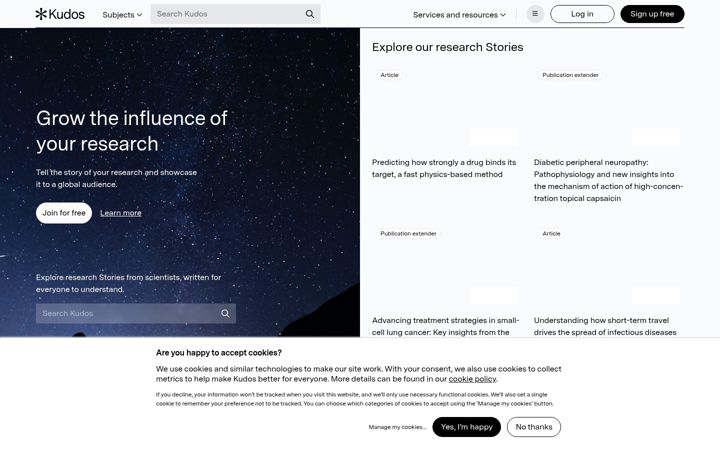 Screenshot di growkudos.com