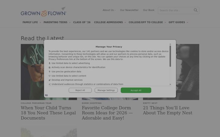 Screenshot of grownandflown.com