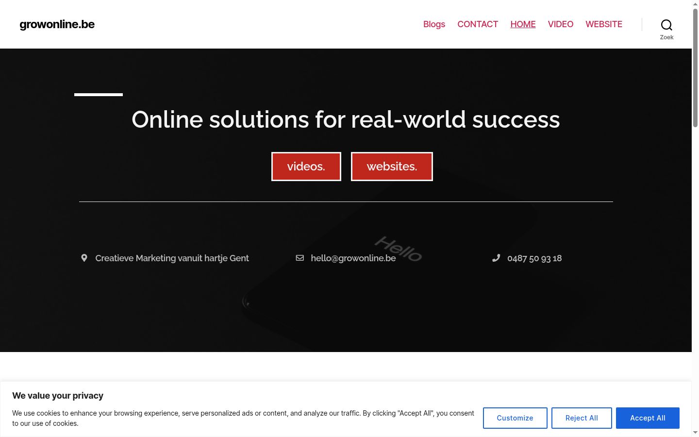 Screenshot del banner di consenso mostrato prima di qualsiasi interazione