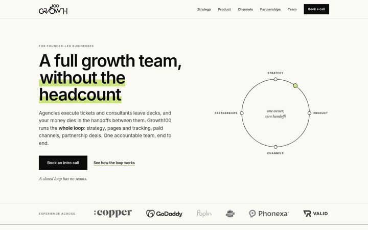 Screenshot of growth100.io