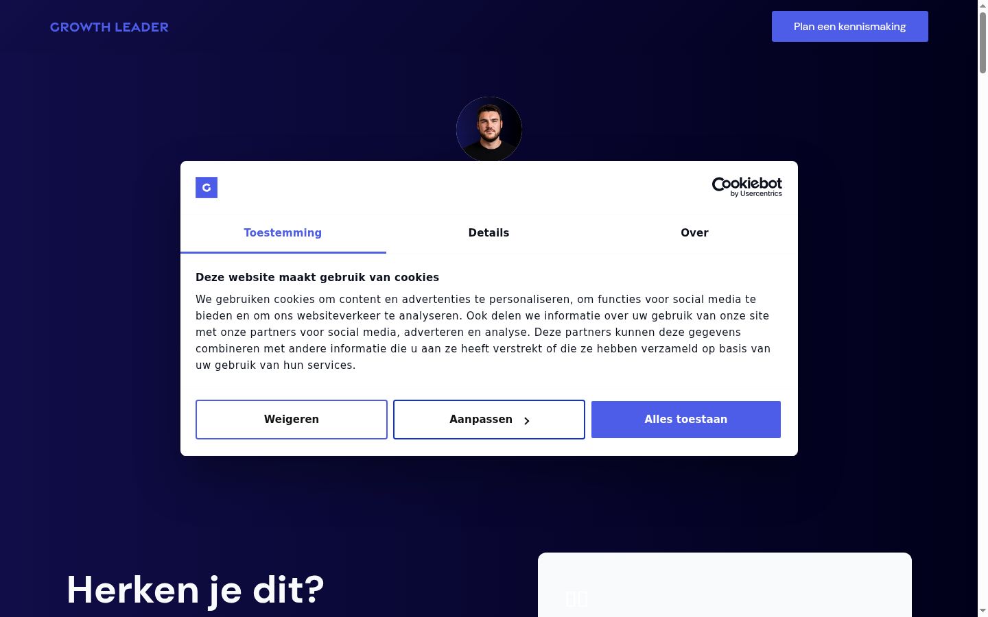 Screenshot tal-banner tal-kunsens muri qabel kwalunkwe interazzjoni