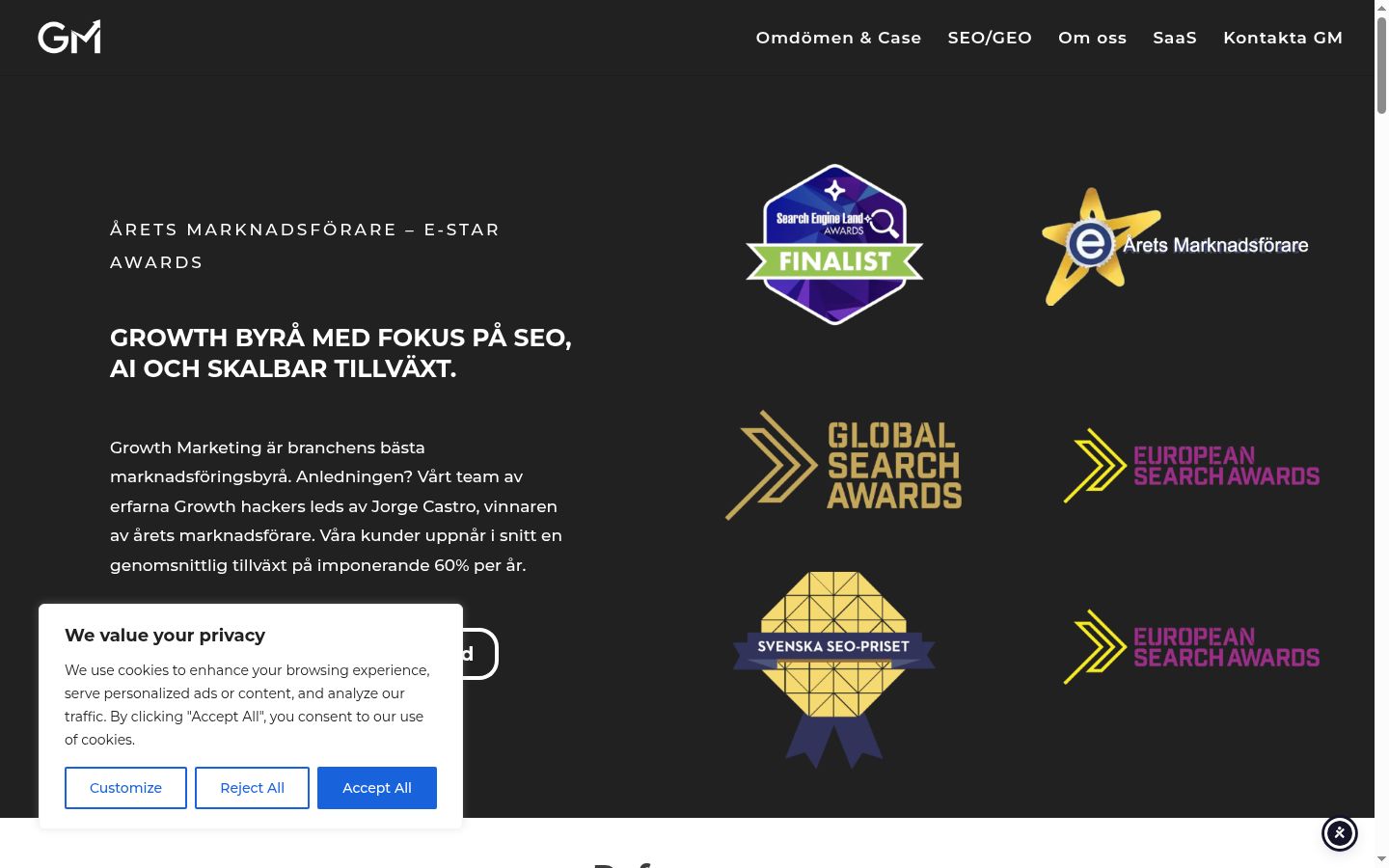 Screenshot del banner di consenso mostrato prima di qualsiasi interazione