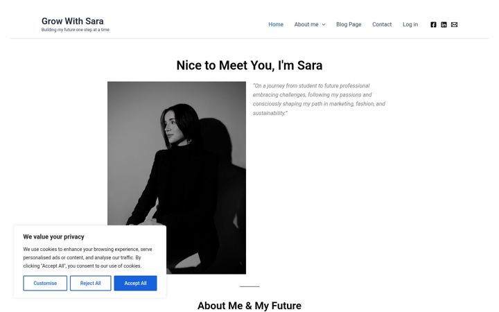 Screenshot of growwithsara.me
