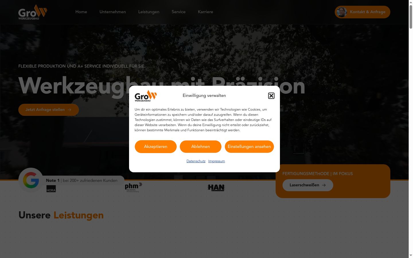Screenshot van de toestemmingsbanner zoals getoond vóór enige interactie