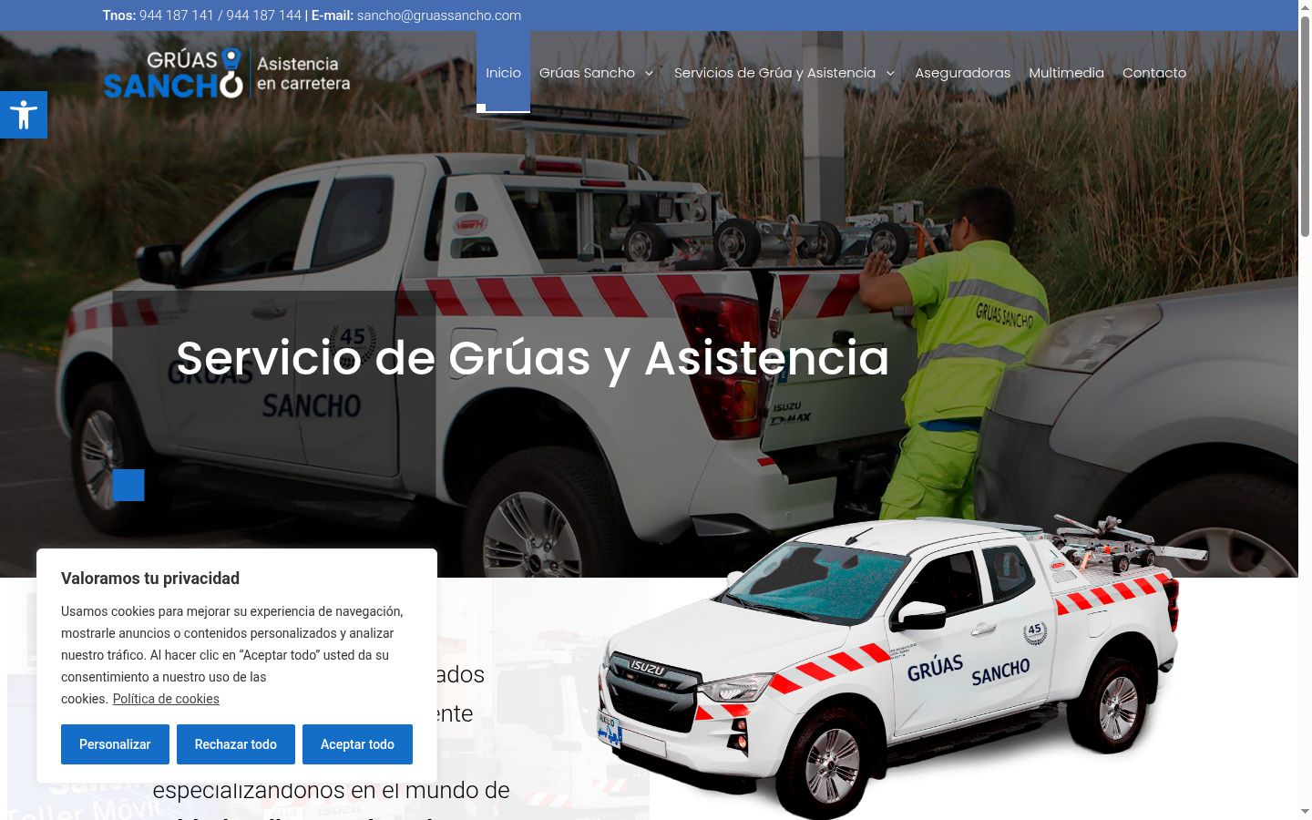 Captura de pantalla del banner de consentimiento mostrado antes de cualquier interacción