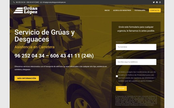 Screenshot of gruasydesguaceslopez.es