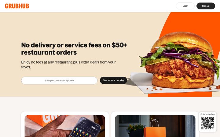 Captura de pantalla de grubhub.com