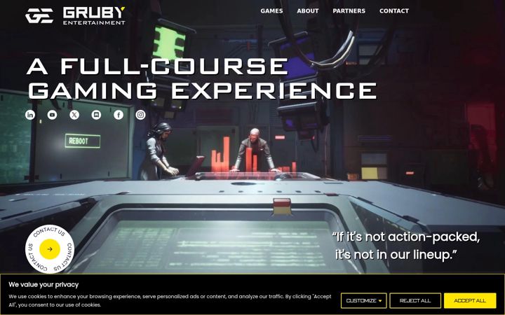 Screenshot of grubyentertainment.com