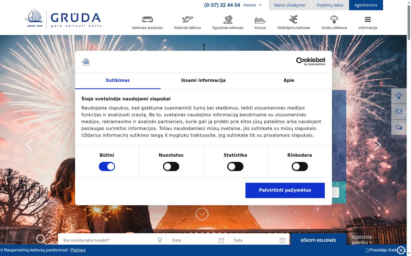 Zrzut ekranu banera zgody wyświetlanego przed jakąkolwiek interakcją