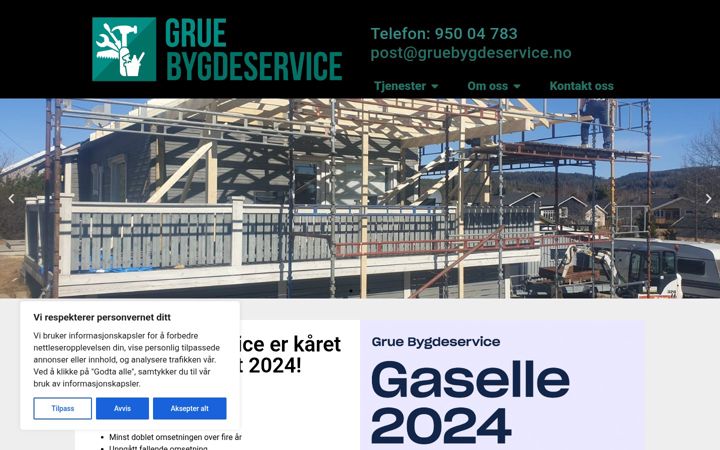 Screenshot of gruebygdeservice.no