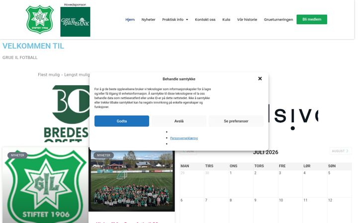 Screenshot of gruefotball.no