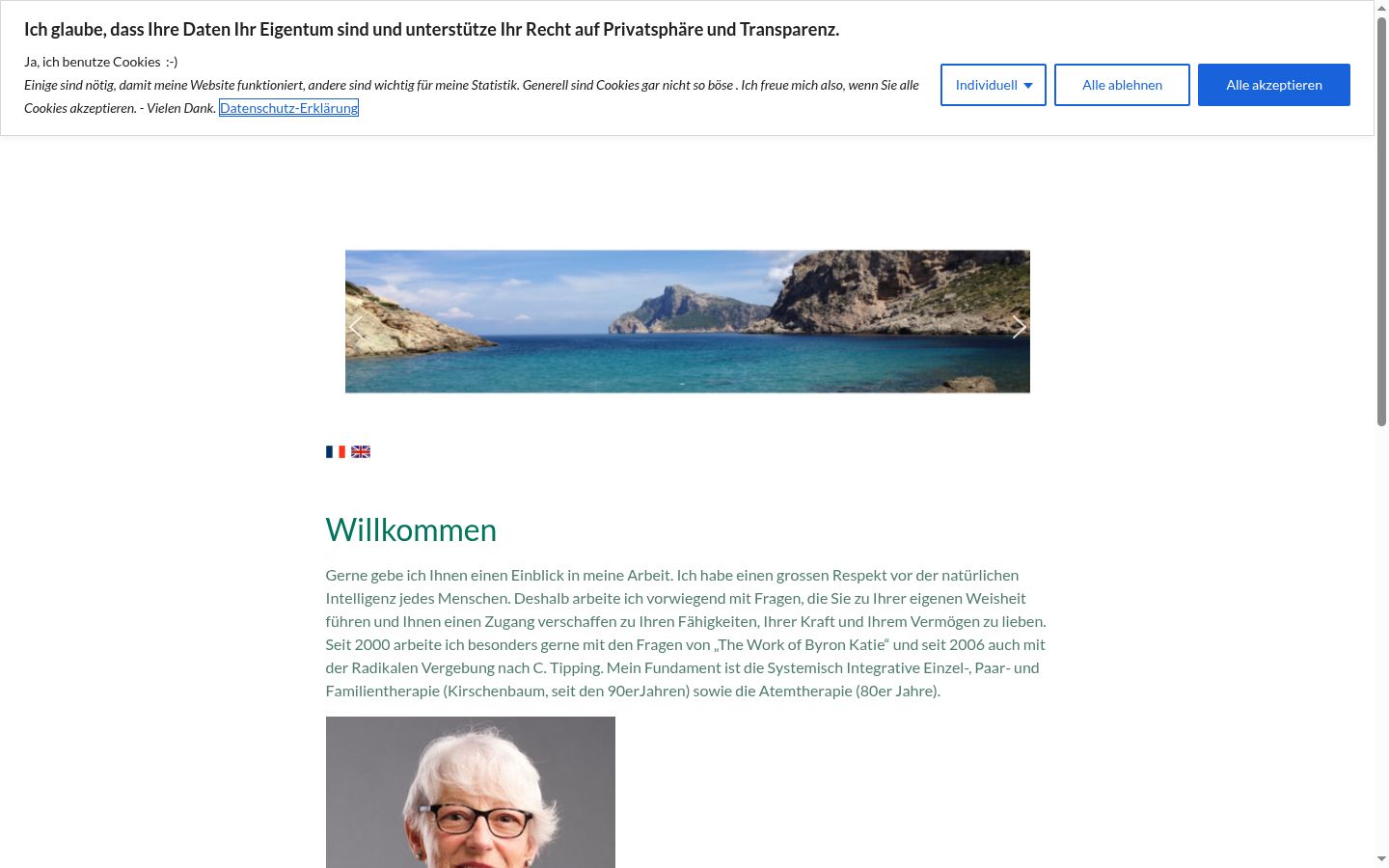 Screenshot des Einwilligungsbanners vor jeglicher Interaktion