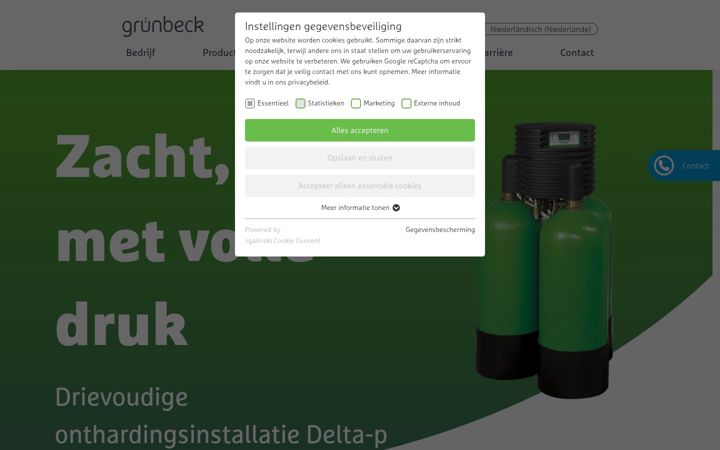 Screenshot of gruenbeck.nl