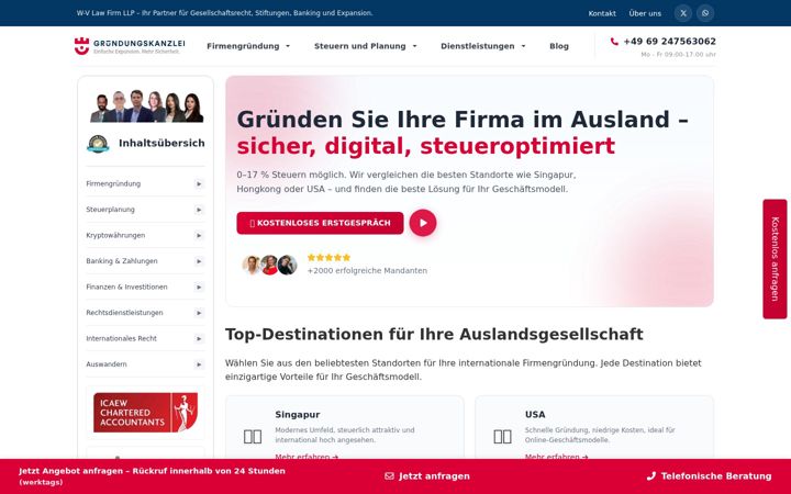 Screenshot of gruendungskanzlei.eu