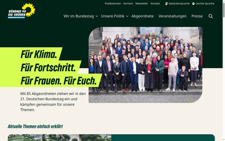 Screenshot of gruene-bundestag.de