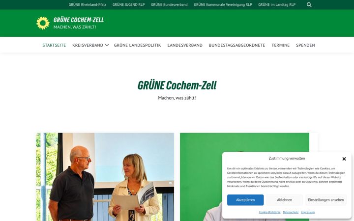 Screenshot of gruene-cochemzell.de
