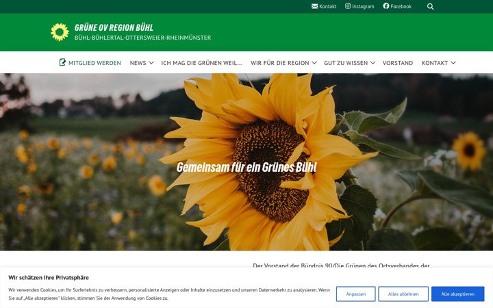 Screenshot of gruene-regionbuehl.de