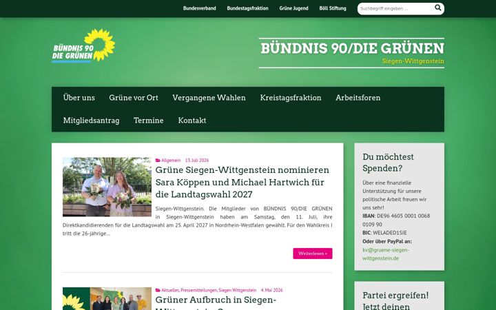 Screenshot of gruene-siegen-wittgenstein.de
