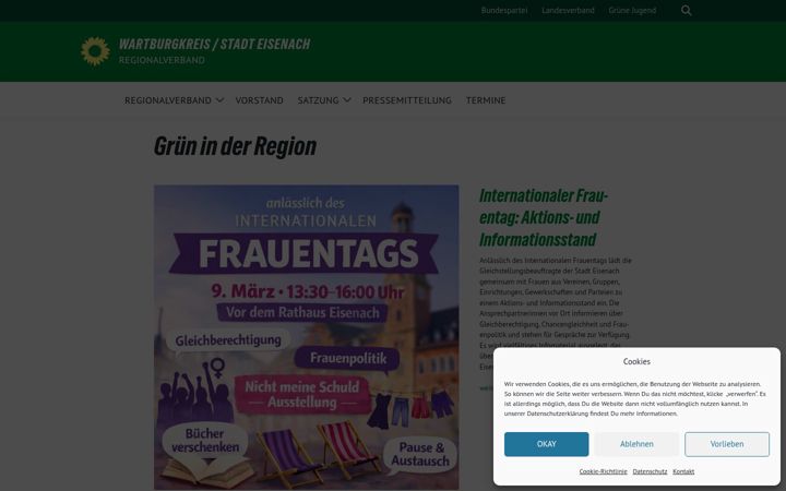 Screenshot of gruene-wartburgkreis-eisenach.de
