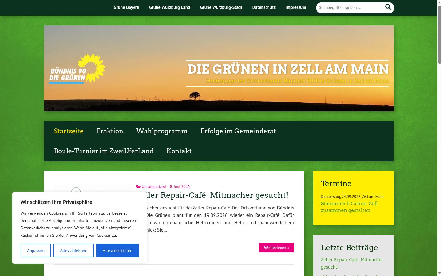 Ekrānuzņēmums ar piekrišanas baneri, kas tika rādīts pirms jebkādas mijiedarbības