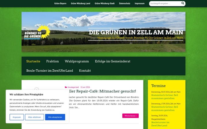 Screenshot of gruene-zell.de