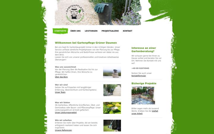 Screenshot of gruenerdaumen-muenchen.de