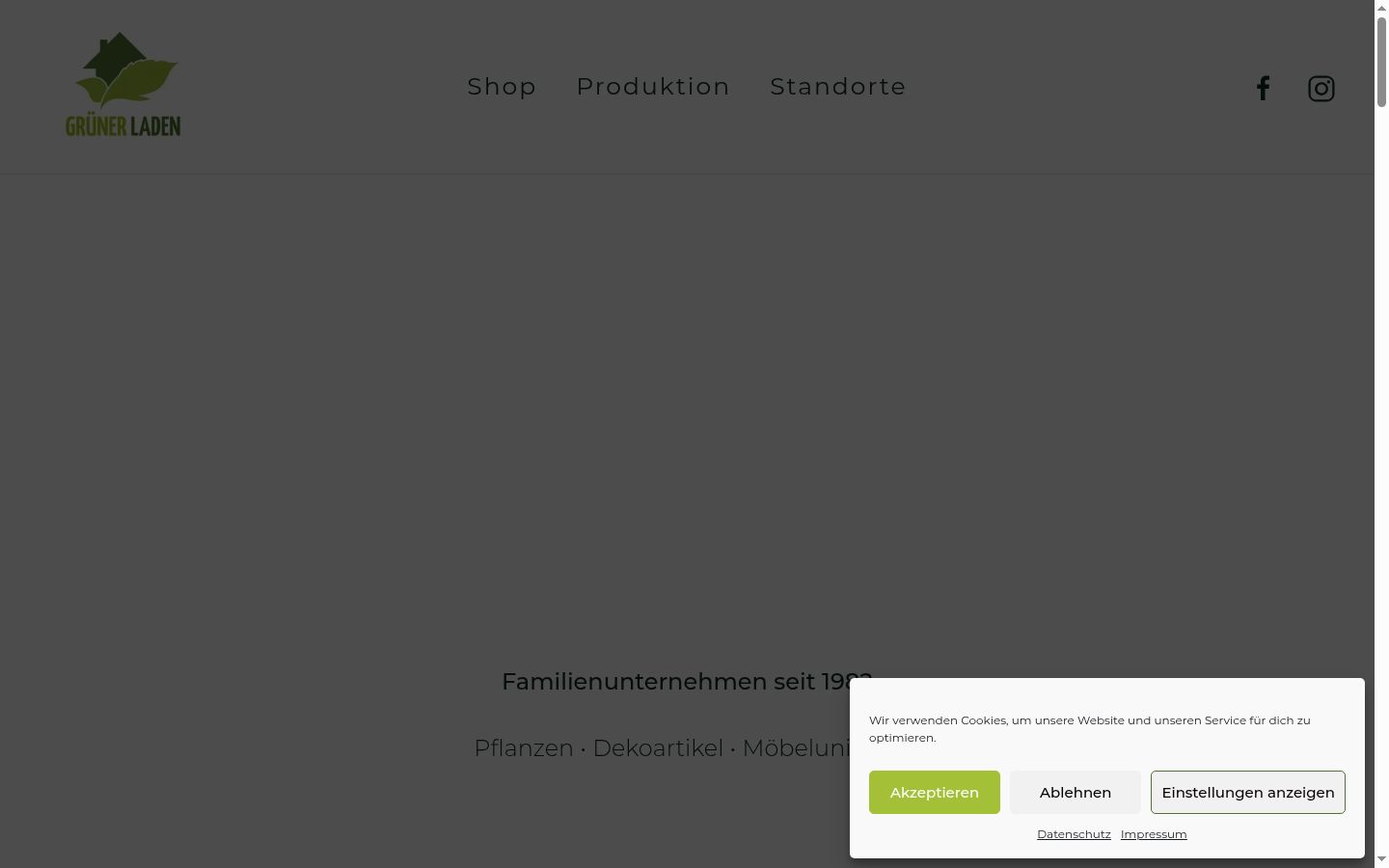 Screenshot des Einwilligungsbanners vor jeglicher Interaktion