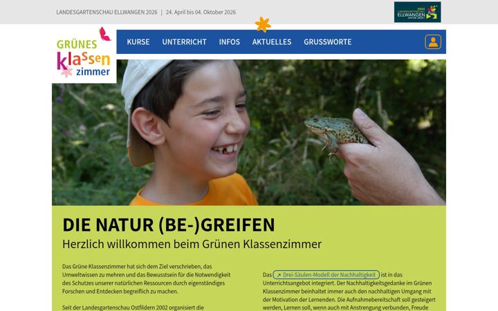 Screenshot of gruenesklassenzimmer-bwgruen.de
