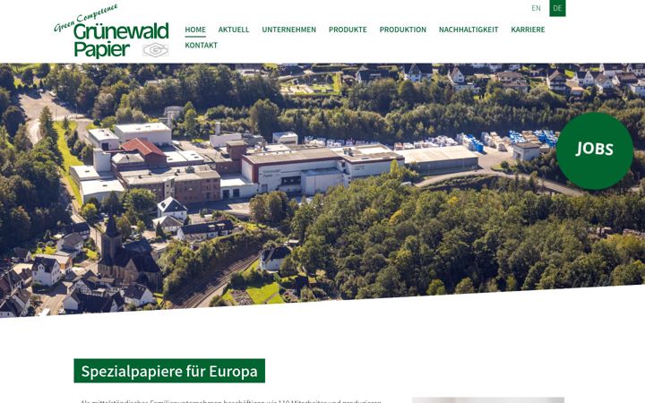 Screenshot of gruenewald-papier.de