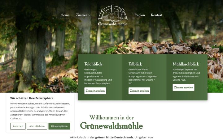 Screenshot of gruenewaldsmuehle.de