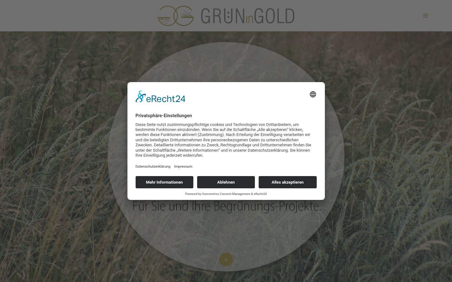 Screenshot des Einwilligungsbanners vor jeglicher Interaktion
