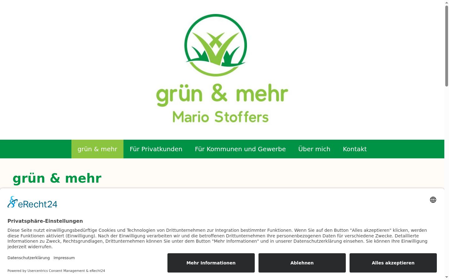 Screenshot des Einwilligungsbanners vor jeglicher Interaktion