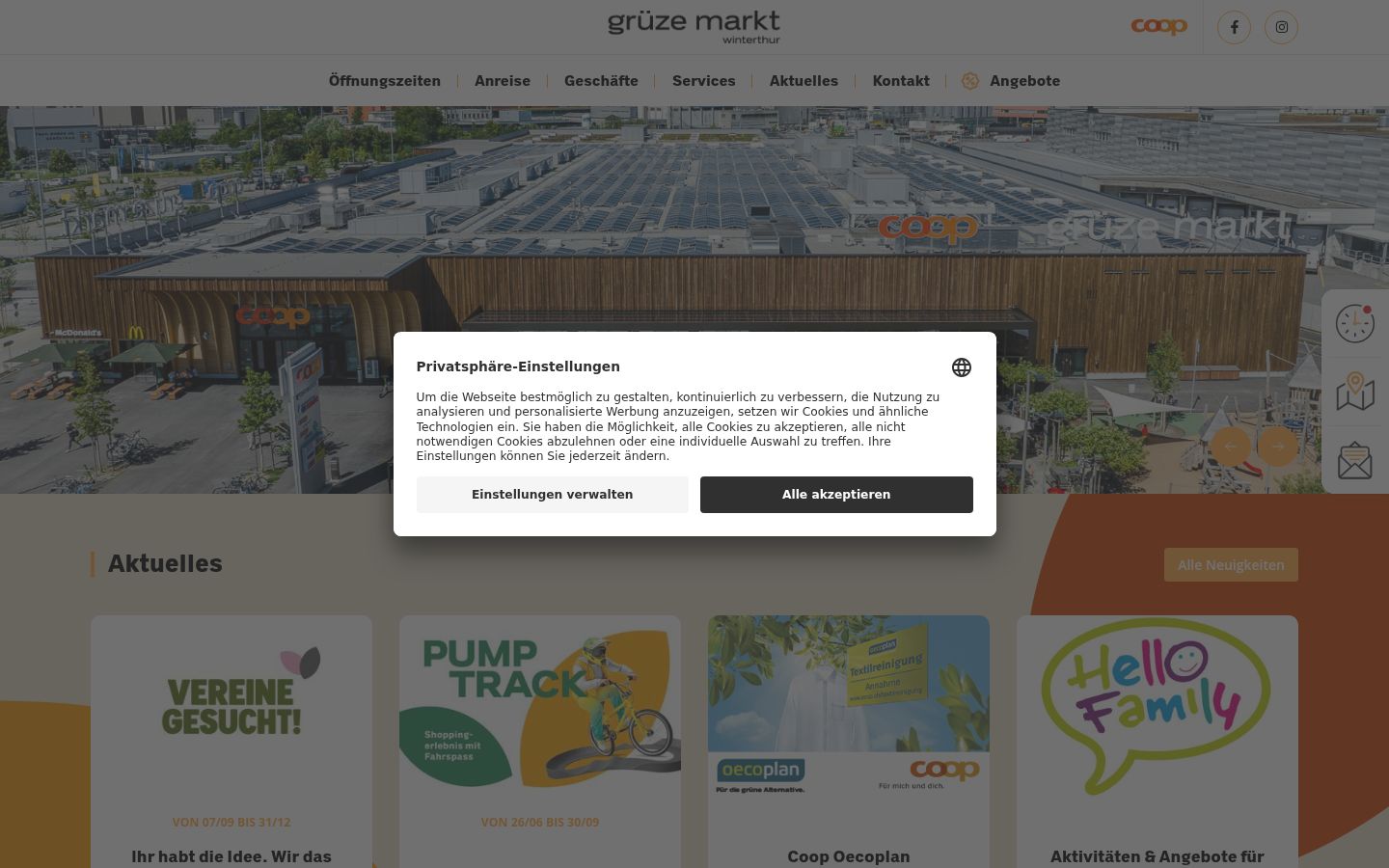 Screenshot del banner di consenso mostrato prima di qualsiasi interazione