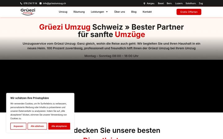 Screenshot of grueziumzuege.ch