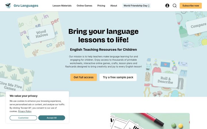 Screenshot of grulanguages.com