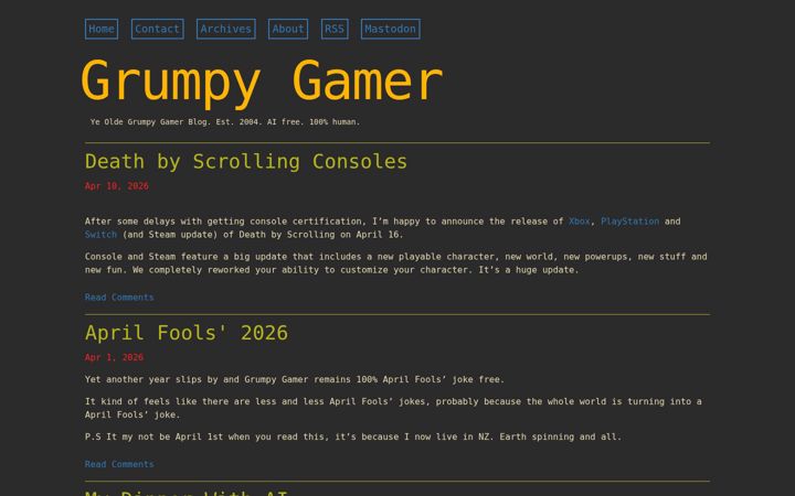 Screenshot of grumpygamer.com