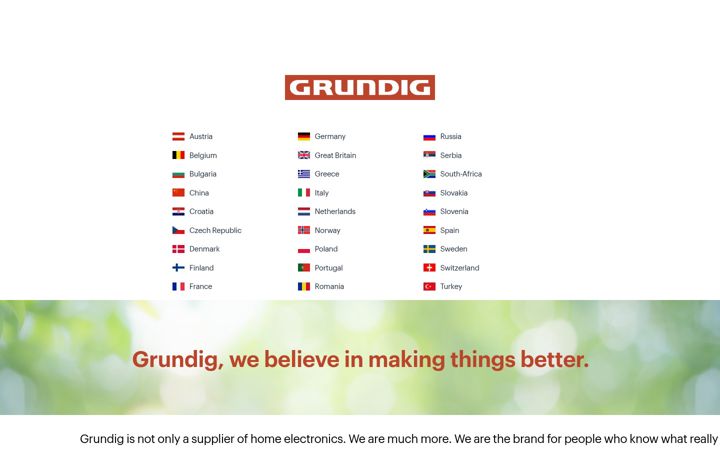 Screenshot of grundig.com