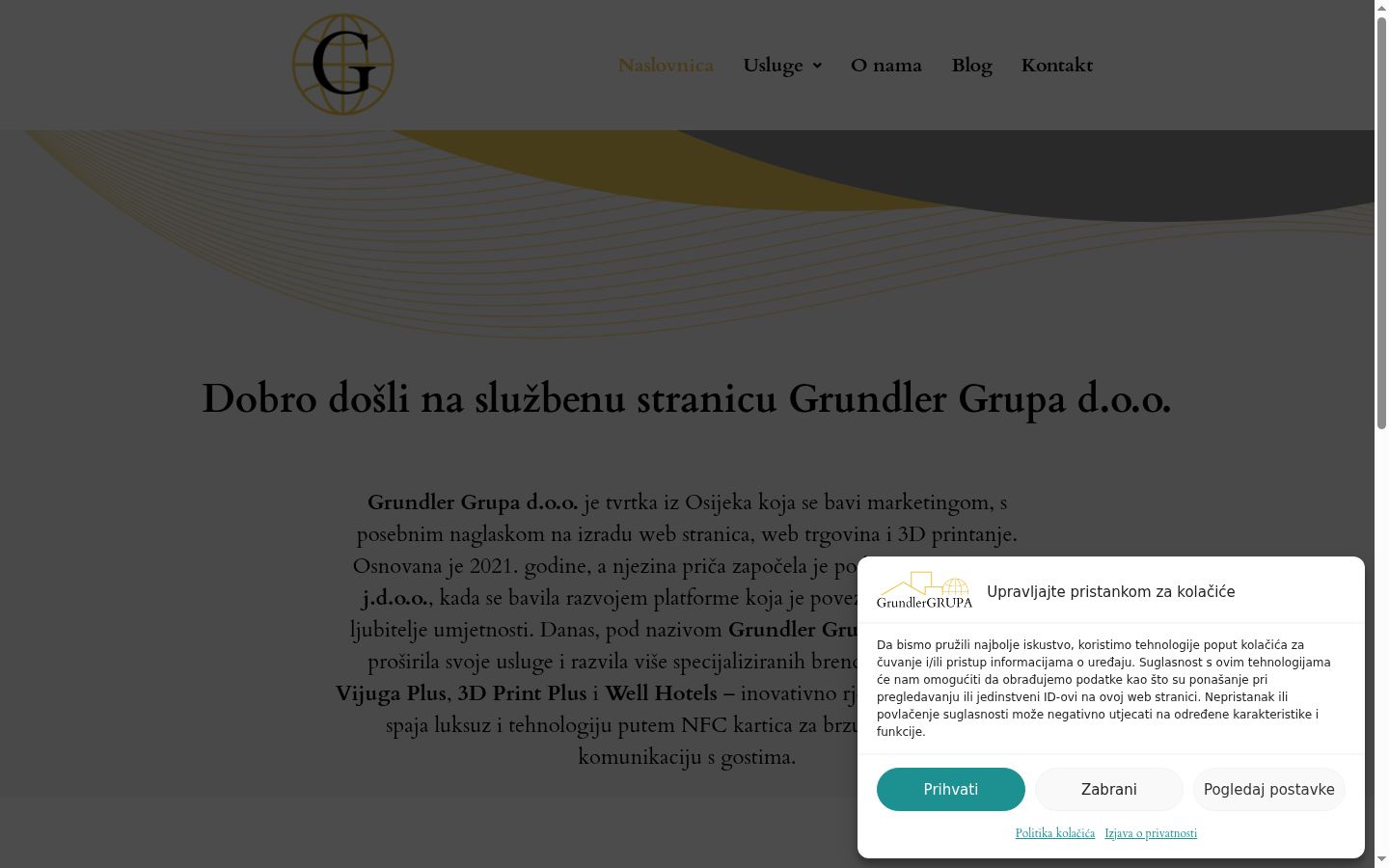 Screenshot of the consent banner shown before any interaction