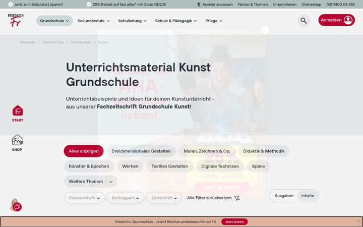 Screenshot of grundschule-kunst.de