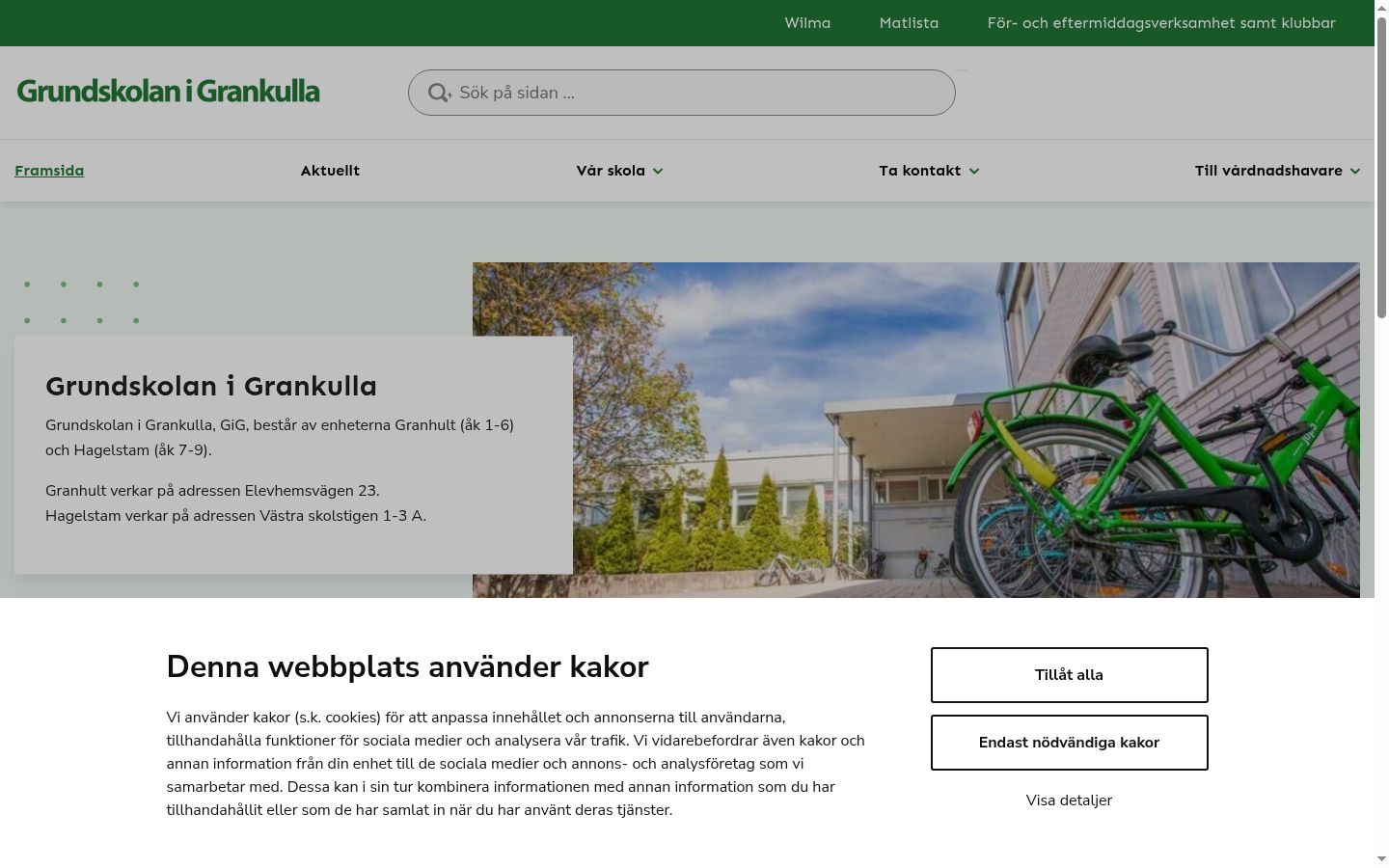 Skærmbillede af samtykkebanneret, som det blev vist før nogen interaktion