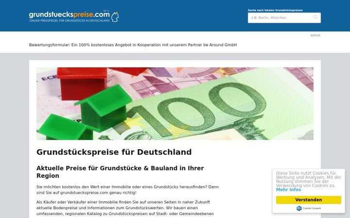 Screenshot of grundstueckspreise.com
