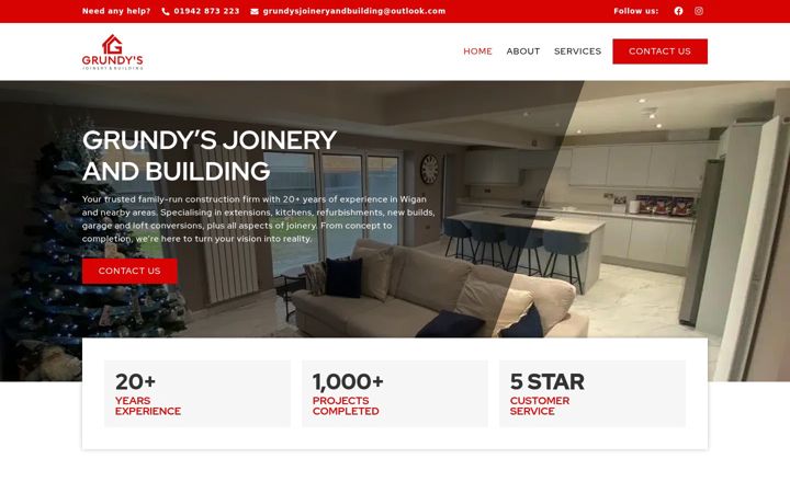 Screenshot of grundysjoineryandbuilding.co.uk