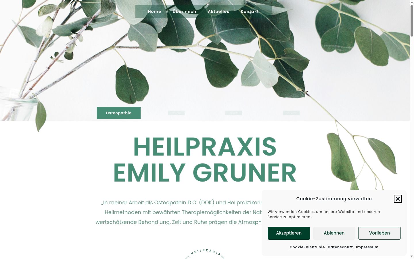 Screenshot des Einwilligungsbanners vor jeglicher Interaktion