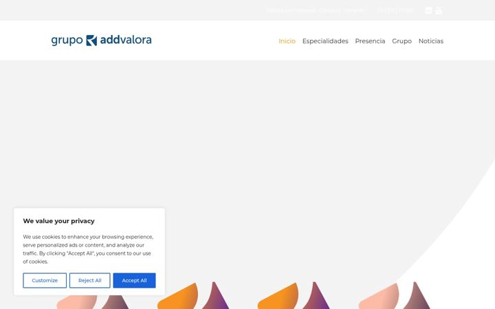Screenshot of grupoaddvalora.com